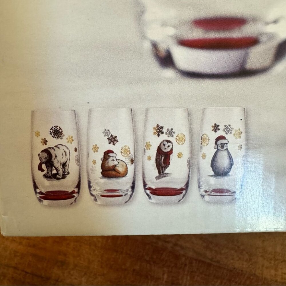 Stokes Polar Bear Christmas Glass Set of 4 New In Box - Picture 5 of 11